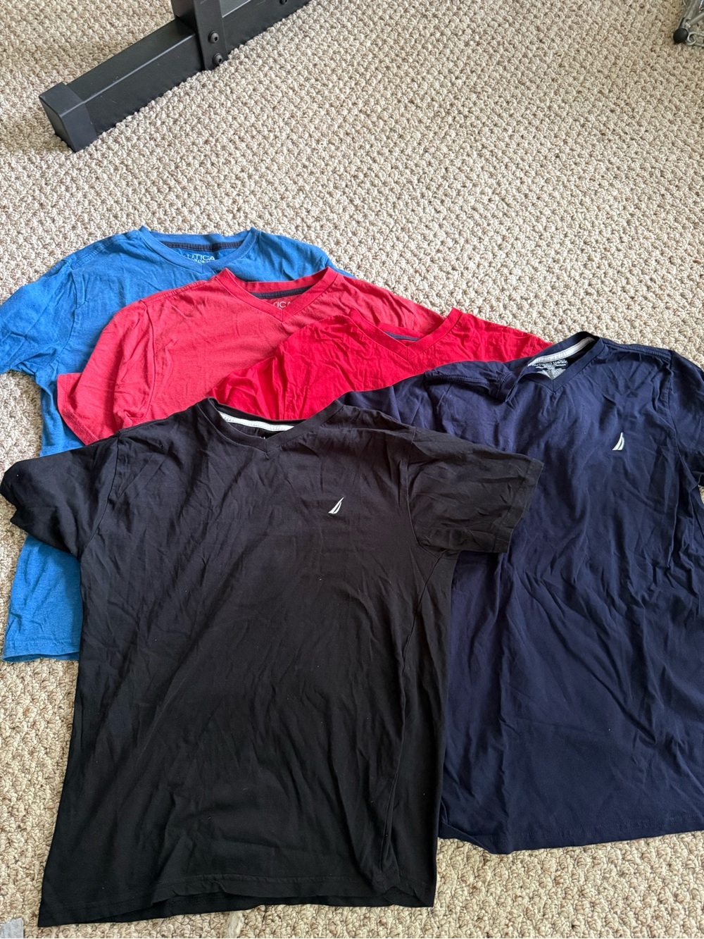 Youth set of 5 Nautica Classic Crew Neck T-Shirt - Black, Navy,  2 Red, Blue